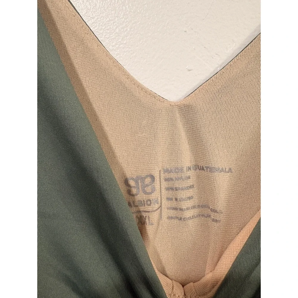 Albion Fit Maria One Piece Swimsuit Sage Green Ruffle V-Neck Ruched XXL